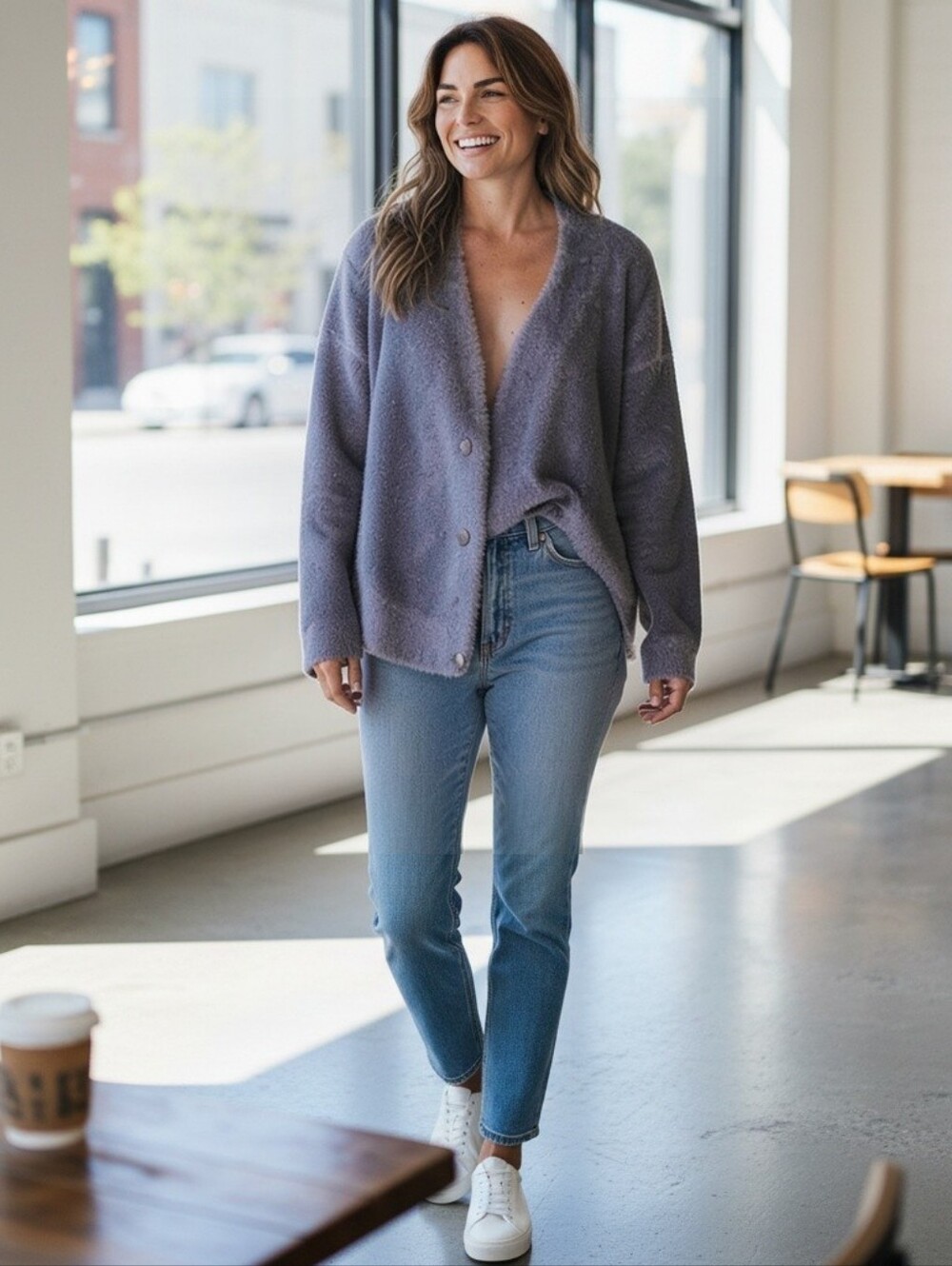 A New Day Black Metallic Front Button Cardigan Women's XS